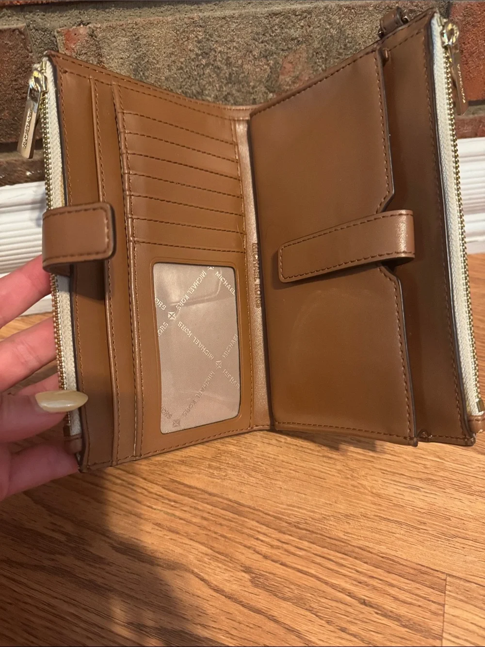 Michael Kors Beige Logo Purse with Matching Wristlet